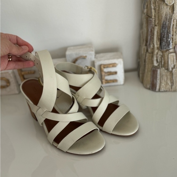 Nordstrom Strappy Leather Sandals with Wood Stack Heel - Size 8 - Picture 7 of 10